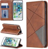 Ruit textuur horizontale flip magnetische lederen tas met houder en kaartsleuven en portemonnee voor iPhone 8 & 7 (bruin)