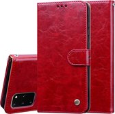 Voor Galaxy S20 Plus Business Style Oil Wax Texture Horizontal Flip Leather Case, met houder & kaartsleuven & portemonnee (rood)