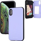 Voor iPhone XS Max GOOSPERY MAGNETISCHE DEURBUMPER Magnetische vangst Schokbestendig Soft TPU + PC-hoesje met kaartsleuf (paars)