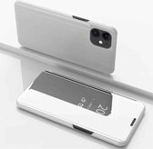 Voor iPhone 12 5,4 inch vergulde spiegel horizontale flip lederen tas met houder (zilver)