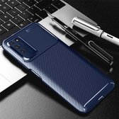 Voor Huawei Honor X10 Carbon Fiber Texture Shockproof TPU Case (Blauw)