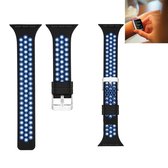 Voor Apple Watch Series 5 & 4 40mm / 3 & 2 & 1 38mm tweekleurige siliconen sporthorlogeband (zwart blauw)