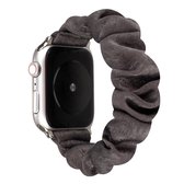 Voor Apple Watch Series 5 & 4 40 mm / 3 & 2 & 1 38 mm doek + roestvrijstalen haarring horlogeband (grijs)