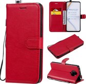 Voor xiaomi redmi k30 pro effen kleur horizontale flip beschermende lederen tas met houder & kaartsleuven & portemonnee & fotolijst & lanyard (rood)