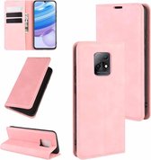 Voor Xiaomi Redmi 10X Pro 5G / 10X 5G Retro-skin Business magnetische zuig lederen tas met houder & kaartsleuven & portemonnee (roze)
