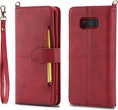 Voor Galaxy S8 multifunctionele afneembare magnetische horizontale flip lederen tas met kaartsleuven en houder en portemonnee en fotolijst (rood)