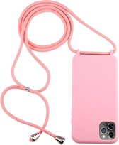 Voor iPhone 11 Pro Candy Color TPU beschermhoes met draagkoord (roze)