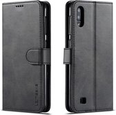 Voor Galaxy A10 / M10 LC.IMEEKE kalfsleer Horizontale flip lederen tas, met houder & kaartsleuven & portemonnee (zwart)