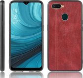 Voor Oppo A12 schokbestendig naaien koe patroon huid PC + PU + TPU Case (rood)
