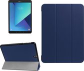 Voor Galaxy Tab S3 9.7 inch T820 / T825 Custer Texture Horizontale Flip Leather Case met 3-voudige houder (donkerblauw)
