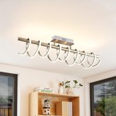 Lucande - LED plafondlamp- met dimmer - 1licht - aluminium, silicone - H: 27 cm - nikkel satijn, wit - Inclusief lichtbron