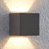 Lindby - LED wandlamp - 1licht - beton - H: 8 cm - grijs - Inclusief lichtbron