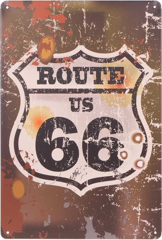 Metalen plaatje - Route 66