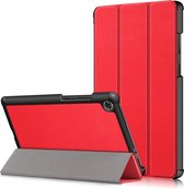 Voor lenovo tab m8 custer textuur horizontale flip smart tpu lederen tas met drievoudige houder (rood)