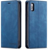 Voor iPhone XS Max Forwenw Dream Series Oil Edge Strong Magnetism Horizontal Flip Leather Case with Holder & Card Slots & Wallet & Photo Frame (Blue)