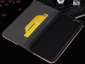 Book Wallet Case met standaard geschikt voor iPhone 6, Stijlvol Hout Design, bruin