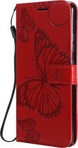 Samsung Galaxy S10 Lite Hoesje - Mobigear - Butterfly Serie - Kunstlederen Bookcase - Rood - Hoesje Geschikt Voor Samsung Galaxy S10 Lite
