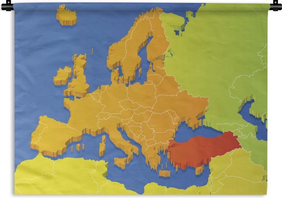 Wandkleed Kleurrijke kaart Europa - Europe map with national borders Countries colors can easily be changed Wandkleed katoen 120x90 cm - Wandtapijt met foto