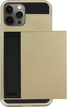 ADEL Kunststof Back Cover Hardcase Hoesje Geschikt voor iPhone 12 (Pro) - Pasjeshouder Goud