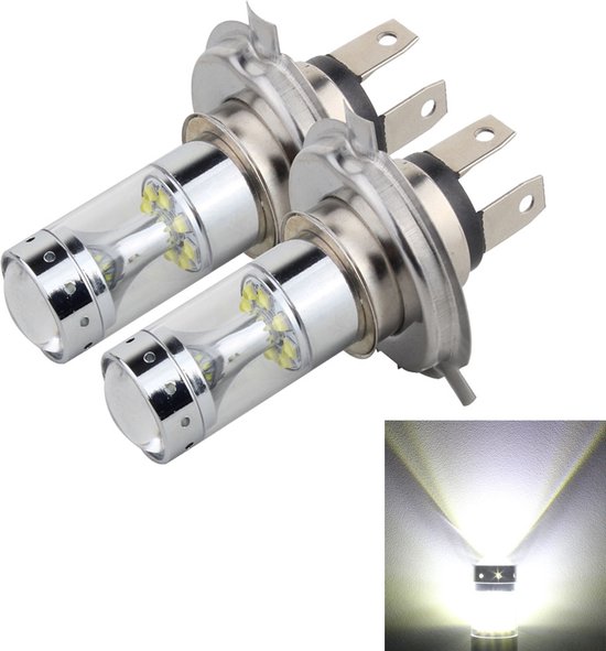 2 STKS H4 60W 1200 LM 6000K Autorichtlampen met 12 CREE XB-D LED-lampen, DC  12V (wit... | bol