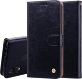Business Style Oil Wax Texture Horizontal Flip Leather Case voor Geschikt voor Xiaomi Redmi 7, met houder & kaartsleuven & portemonnee (zwart)