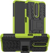 Voor Xiaomi Redmi K30 Tire Texture Shockproof TPU + PC beschermhoes met houder (groen)