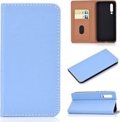 Voor Huawei P30 effen kleur mat magnetische horizontale flip lederen tas met kaartsleuven en houder (blauw)