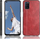 Voor Oppo A52 Schokbestendig Naaien Koe Patroon Skin PC + PU + TPU Case (Rood)