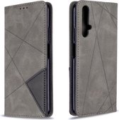 Voor Huawei Honor 20S Rhombus Texture Horizontal Flip Magnetische lederen tas met houder & kaartsleuven & portemonnee (grijs)