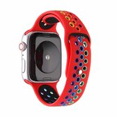Voor Apple Watch Series 5 & 4 44mm / 3 & 2 & 1 42mm Rainbow Sport horlogeband (rood)