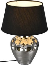 LED Tafellamp - Tafelverlichting - Iona Lunda - E27 Fitting - Rond - Mat Zilver - Keramiek