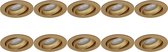 Spot Armatuur 10 Pack - Prima Delton Pro - GU10 Fitting - Inbouw Rond - Mat Goud - Aluminium - Kantelbaar - Ø82mm