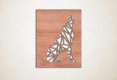 Line Art - Wolf vierkant 5 - S - 57x45cm - Multiplex - geometrische wanddecoratie
