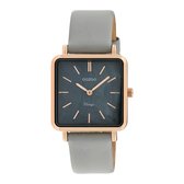 OOZOO Vintage series - Rosé gouden horloge met steen grijze leren band - C9947 - Ø29