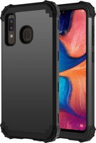 Voor Samsung Galaxy A20 / A30 / A50 PC + siliconen driedelige schokbestendige beschermhoes (zwart)