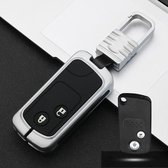 Auto Lichtgevende All-inclusive Zinklegering Sleutel Beschermhoes Sleutel Shell voor Honda B Stijl Smart 2-knops (Zilver)