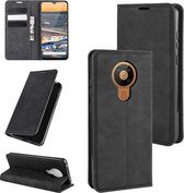 Voor Nokia 5.3 Retro-skin Business magnetische zuignap lederen tas met houder & kaartsleuven & portemonnee (zwart)