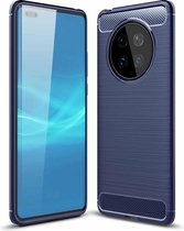 Voor Huawei Mate 40 geborstelde textuur koolstofvezel TPU-hoes (marineblauw)