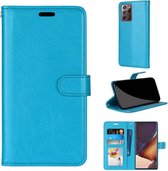 Voor Samsung Galaxy Note20 Ultra Pure Color Horizontale Flip PU lederen tas met houder & kaartsleuven & portemonnee & fotolijst (blauw)
