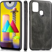 Voor Samsung Galaxy M31 Crazy Horse Textured Calfskin PU + PC + TPU Case (groen)