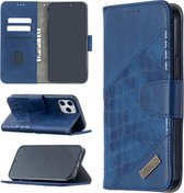 Voor iPhone 12 Pro Max Bijpassende kleur Krokodiltextuur Horizontale flip PU lederen tas met portemonnee & houder & kaartsleuven (blauw)