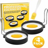 Eierring Iron Spray Non-stick Ronde Omelet Model Omelet Vorm, Specificatie: 4 STUKS + Borstel