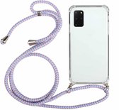 Voor Samsung Galaxy S20 FE 5G Four-Corner Anti-Fall transparante TPU beschermhoes met lanyard (paars)