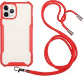 Acryl + kleur TPU schokbestendig hoesje met nekkoord voor iPhone 12/12 Pro (rood)
