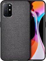 Voor OnePlus 8T schokbestendige splicing PU + stoffen beschermhoes (gordijn zwart)