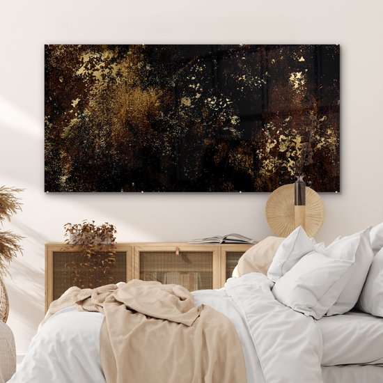 Peinture sur Verre - Or - Zwart - Luxe - 160x80 cm - Peintures sur Verre Acrylique - Photo sur Glas
