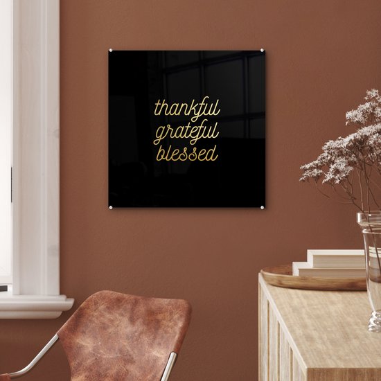 MuchoWow® Peinture sur verre 50x50 cm - Peinture sur verre acrylique - Citations - Dictons - Or - Zwart - Photo sur verre - Peintures