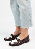 Sacha - Dames - Bruine leren loafers met goudkleurige chain - Maat 36