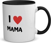 Akyol - i love mama koffiemok - theemok - zwart - Moeder - de liefste mama - moeder cadeautjes - moederdag - verjaardag - geschenk - kado - 350 ML inhoud