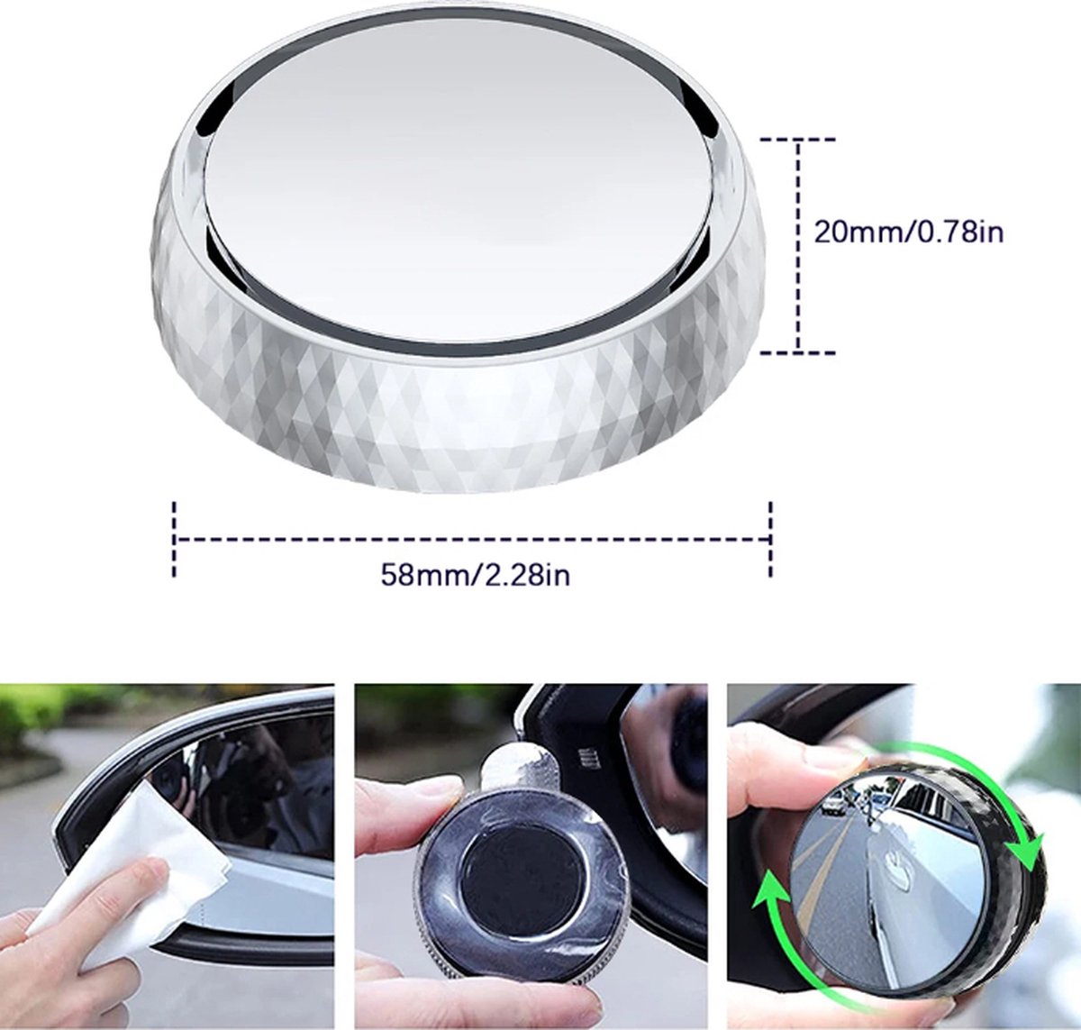 Auto Dode Hoek Spiegels – 360 Graden Roteerbaar - Afbeelding 8